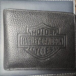 Harley Davidson Men's Bi-Fold Leather Wallet Black